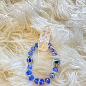 Blue Beaded Evil Eye Bracelet